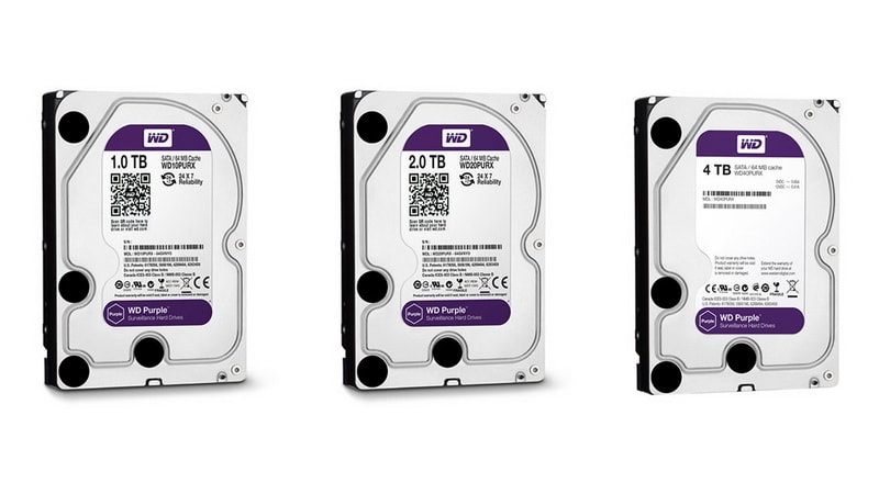 Жесткие диски для видеонаблюдения WD Purple на 1Тб, 2Тб, 4Тб